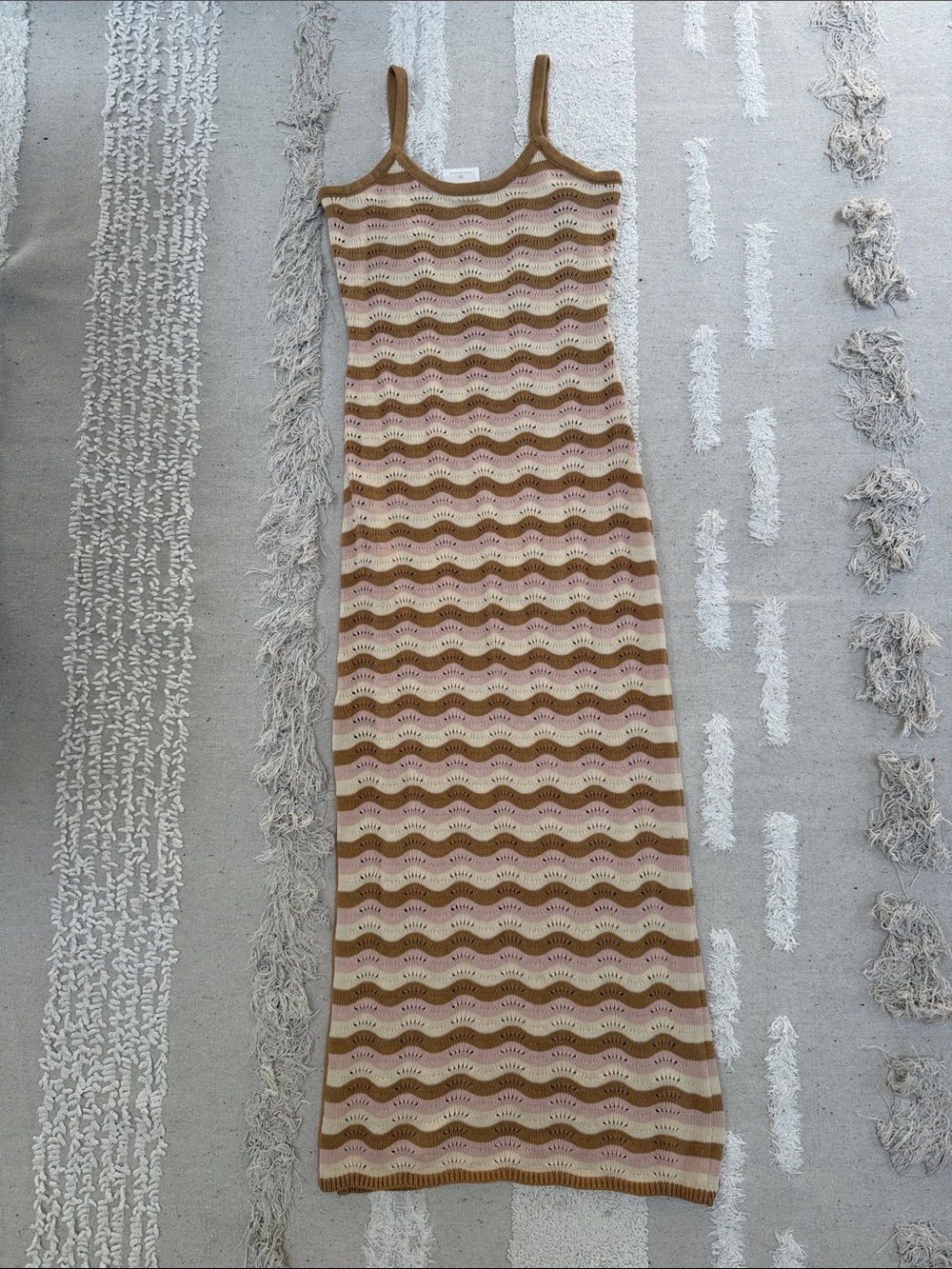 Rhythm Striped Knit Slip Dress in Tan, Cream, Pink